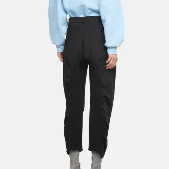 Stella McCartney Tina Ruched Wool and Cotton Pants in Black, Size 40 (US 4-6) - Picture 2 of 15